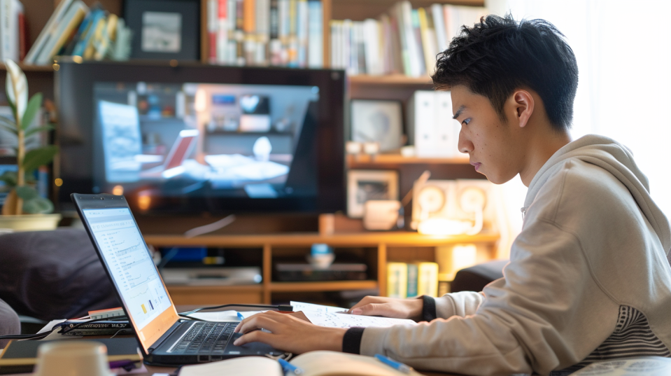 動画を見ながら業務手順を学ぶ人物のイメージ